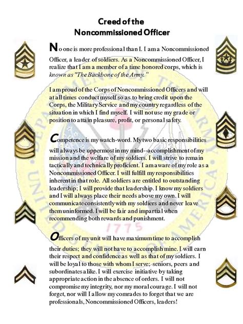 Printable Pdf Army Nco Creed